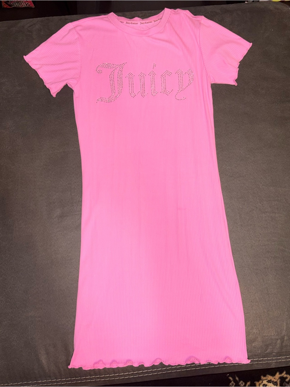 Juicy Couture Hot Pink Ribbed Tee Dress with Logo Trim